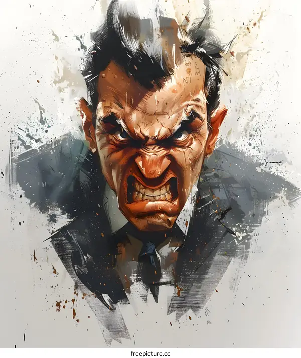 A digital painting of an angry man