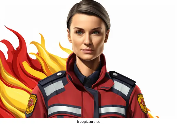 firefighter with determined look and confident expression