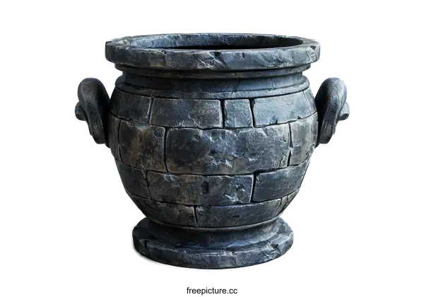 [Transparent Background PNG]gray stone jar with two handles