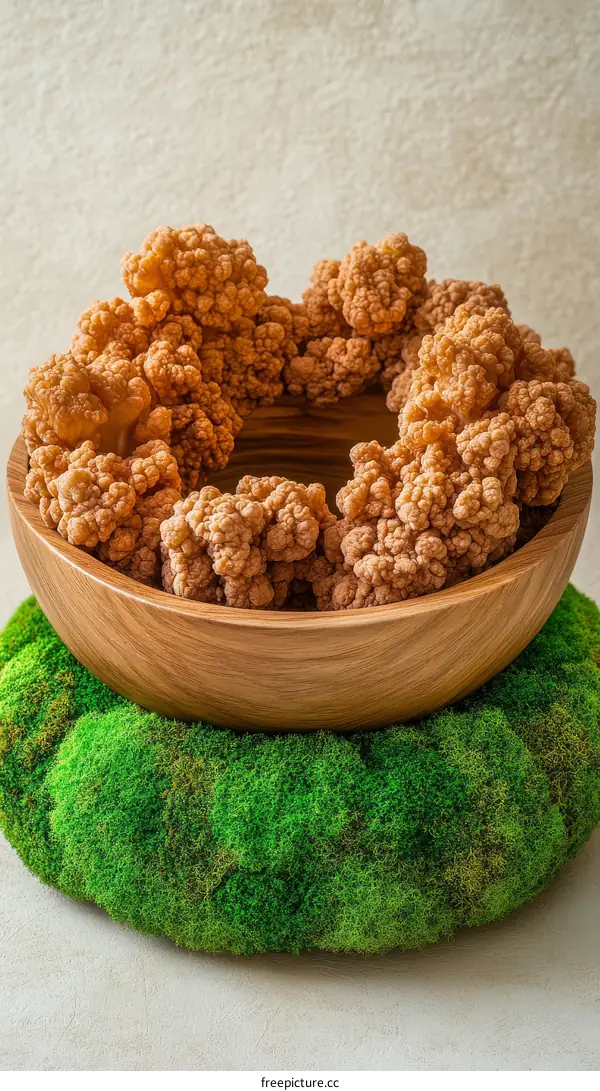 Crispy Fried Food Displayed in Wooden Bowl