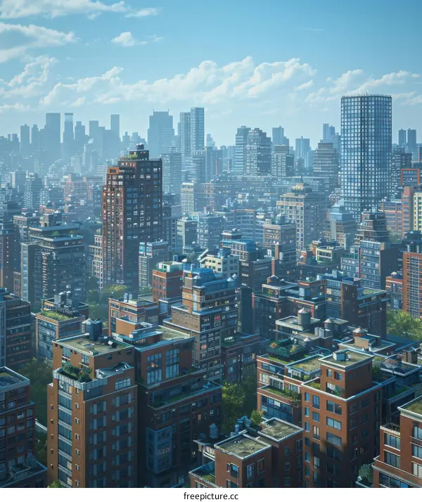 Aerial View of a Dense Urban Skyline