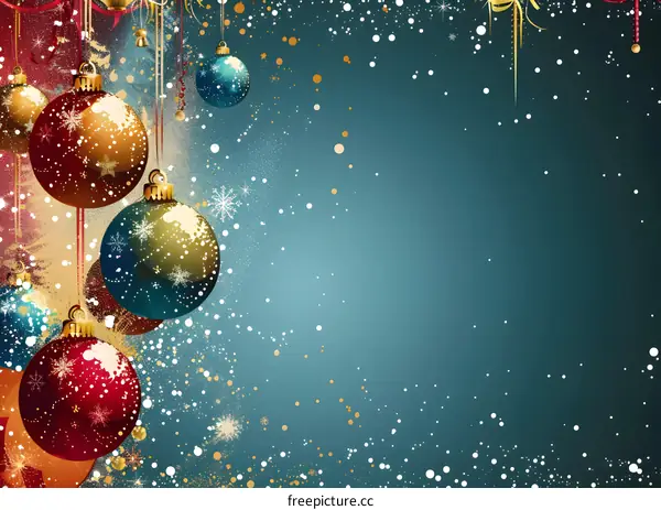 Christmas background with hanging ornaments
