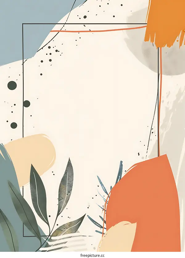 Abstract Background With Leaves And Geometric Shapes