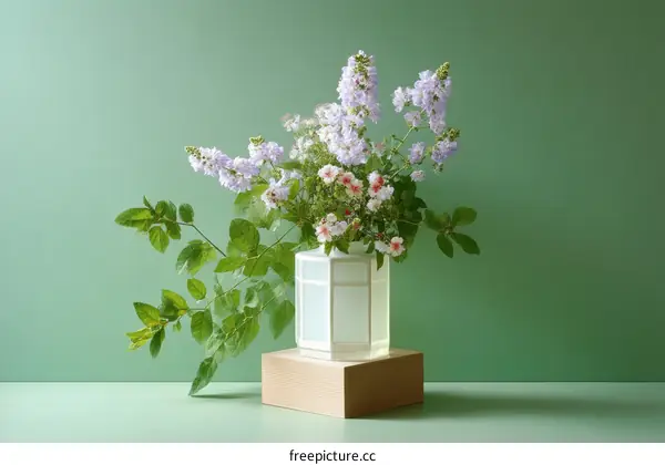 Elegant Floral Arrangement on a Wooden Stand