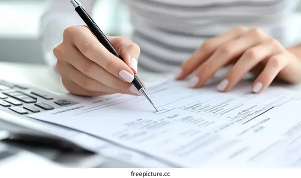 Woman Filling Out Business Forms