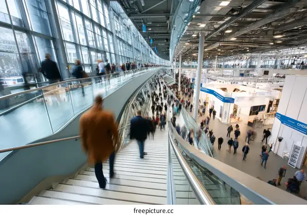 Large Crowded Trade Show Exhibit Hall