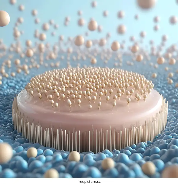 3D Illustration of Cellular Structure and Molecular Interactions