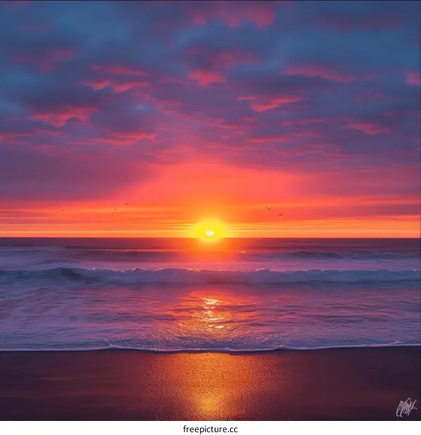 Beautiful sunset over the ocean