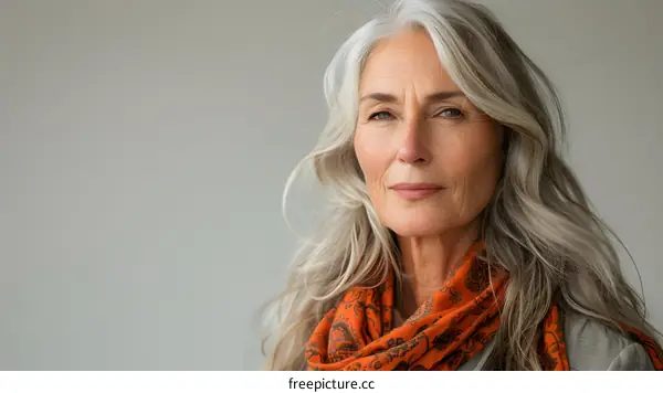 Portrait of a Senior Woman with Gray Hair