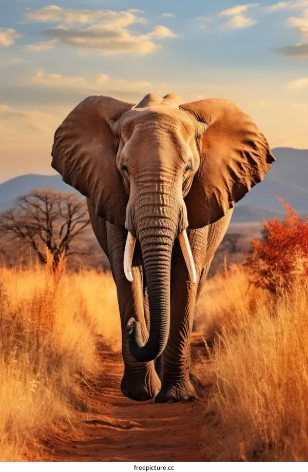 Majestic African Elephant walking in the savanna