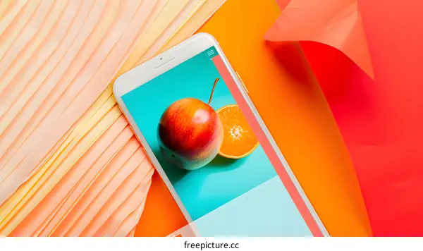 Close Up Of A Smartphone With Fruit On The Screen