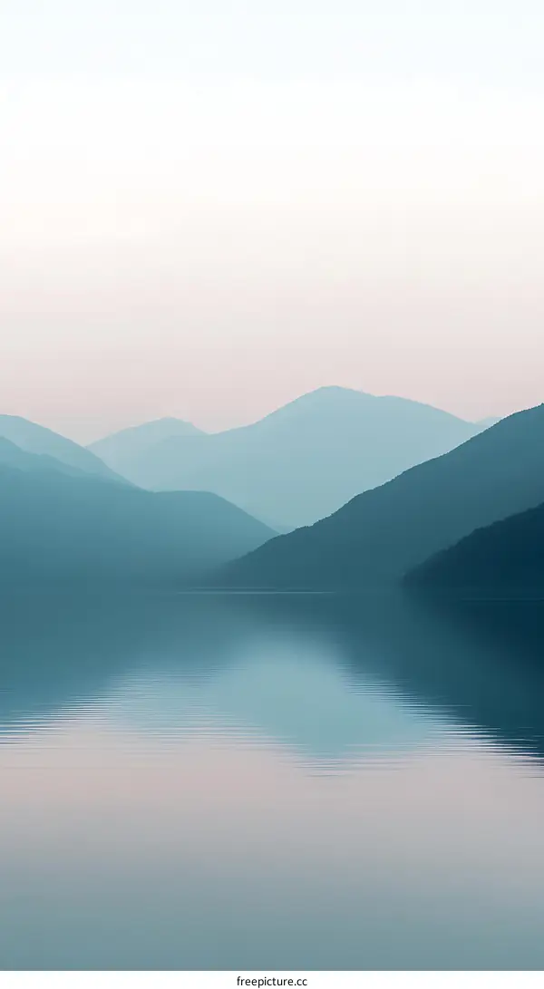 Mountain Lake Reflection Minimalist Art