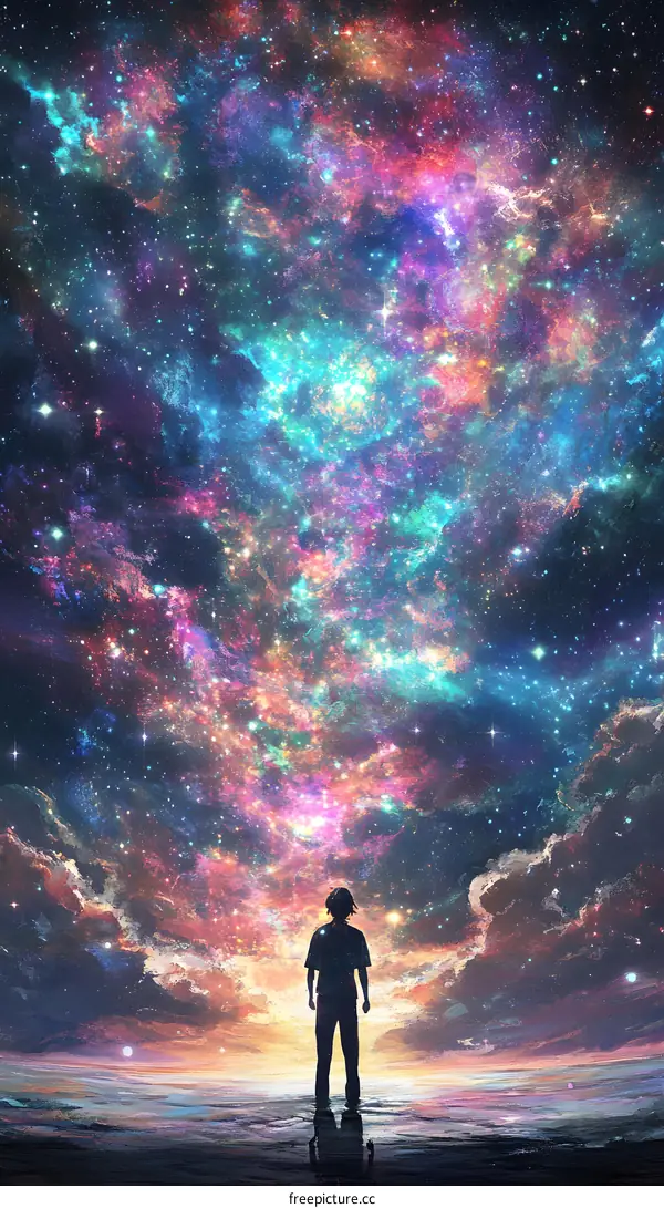 A Man Standing In Front of A Galaxy