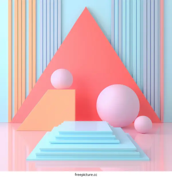 Pastel Geometric Shapes 3D Rendering