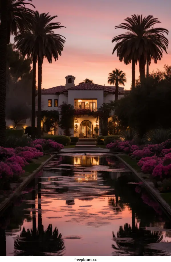 Palm Springs House Exterior at Sunset