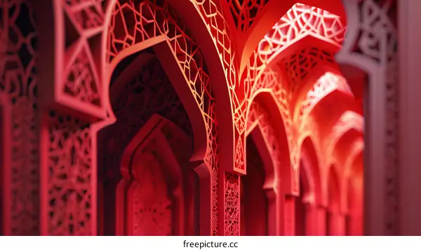 ornate red arches with intricate patterns