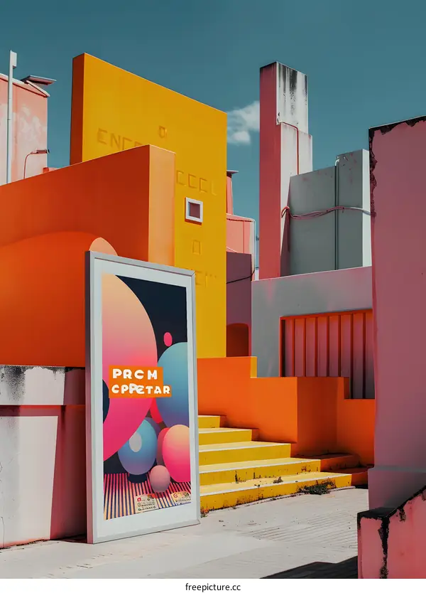 Colorful Abstract Art Poster in Modern Architecture