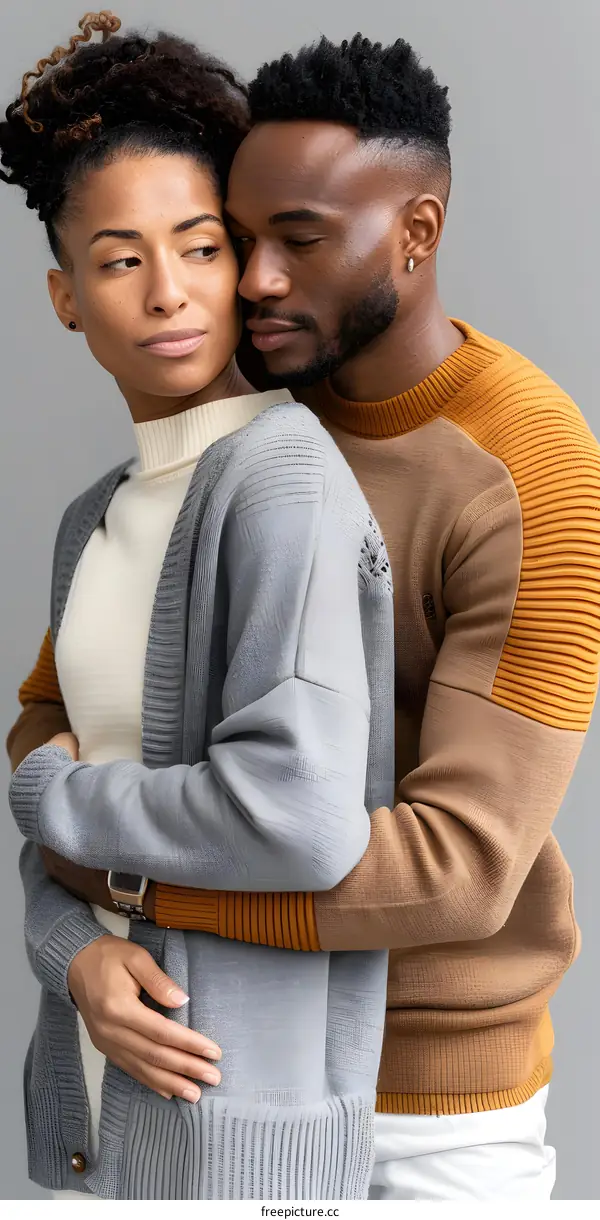 African American Couple Embracing in Love and Support