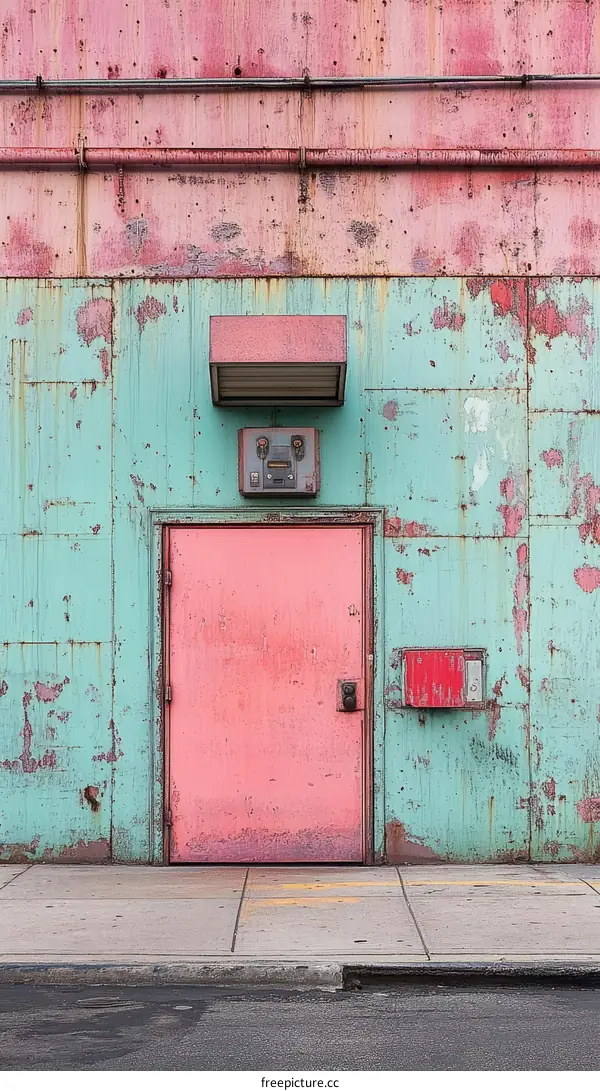 Vintage Industrial Doorway in Pastel Hues