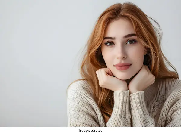 Portrait of a Beautiful Young Woman with Red Hair