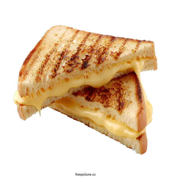 [Transparent Background PNG]A grilled cheese sandwich cut in half