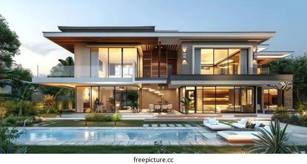 Modern Villa with Swimming Pool and Luxurious Garden