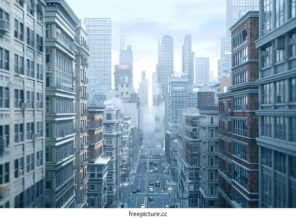 A Street with Tall Buildings on Both Sides
