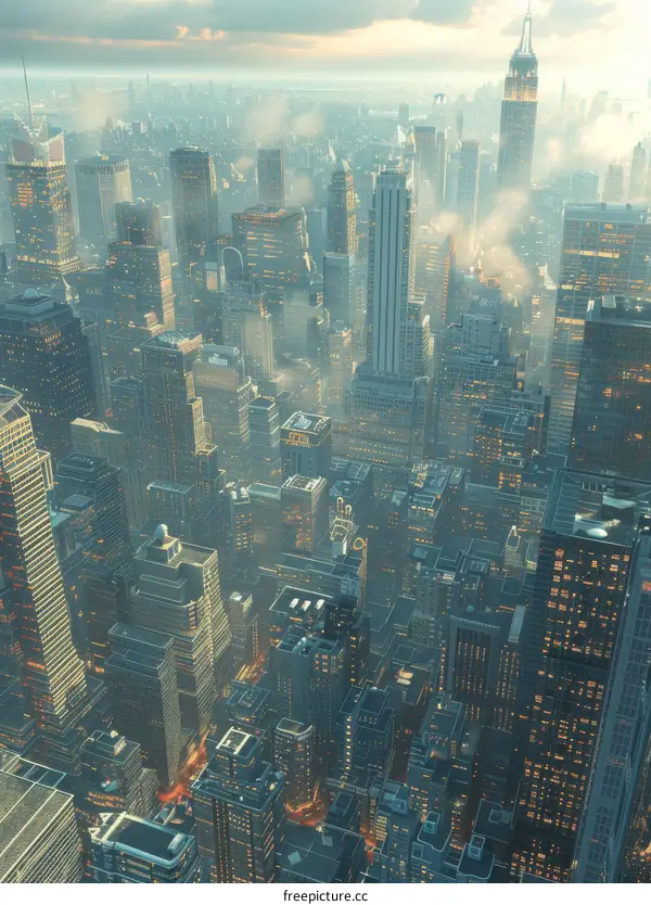 A City of Soaring Structures and Shimmering Lights