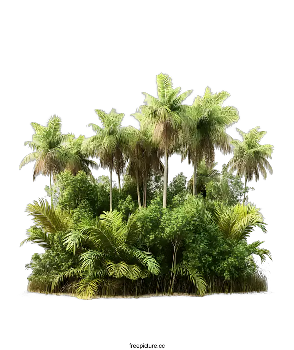 [Transparent Background PNG]Tropical Palm Trees Isolated on White Background