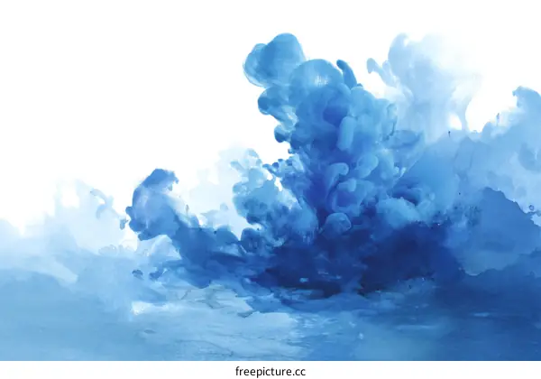 Abstract Blue Ink Blots on White Background