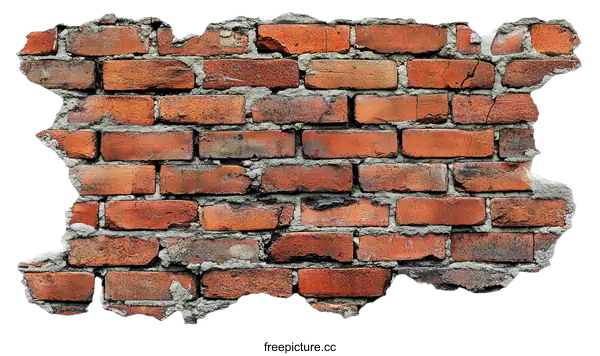 [Transparent Background PNG]Damaged Brick Wall Texture Background