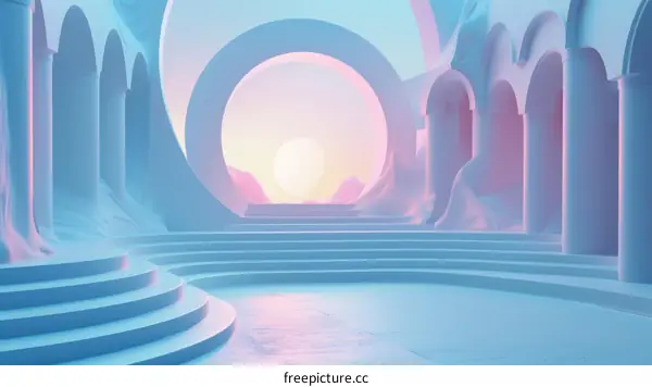 Pastel Dreamy Architectural Abstract Scene