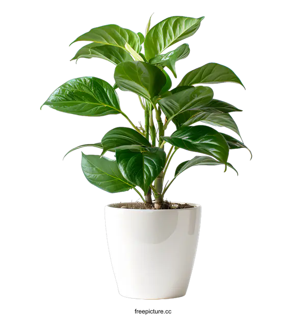 [Transparent Background PNG]Green plant in white pot on white background