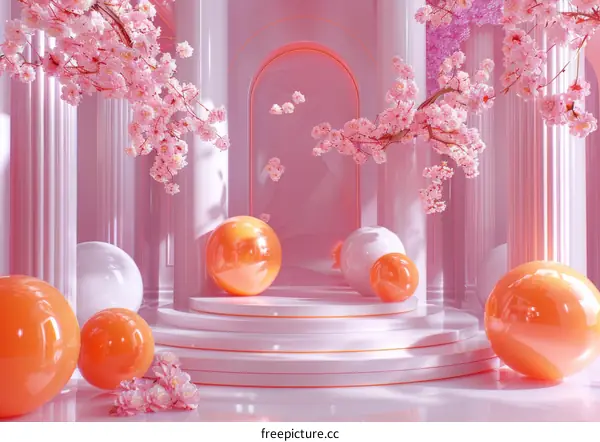Pastel Pink Cherry Blossom Aesthetic Display