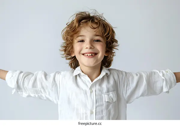 Portrait of a Happy Boy with Open Arms