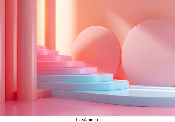 Abstract Pastel Geometric Staircase Display Background