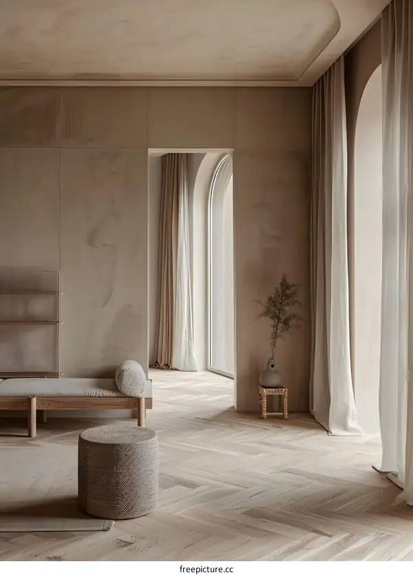 Minimalist Living Room Interior Design With Beige Tones