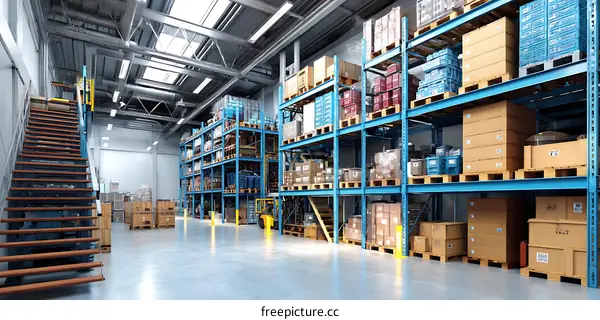 Warehouse Interior with Storage Racks