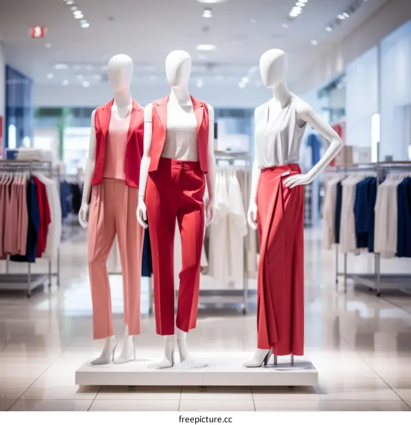 Fashion Clothing Displayed on Mannequins in a Store