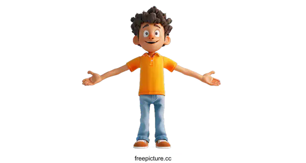 [Transparent Background PNG]Smiling Cartoon Boy with Open Arms