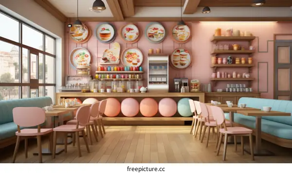 Pink and Whimsical Cafe Interior Design