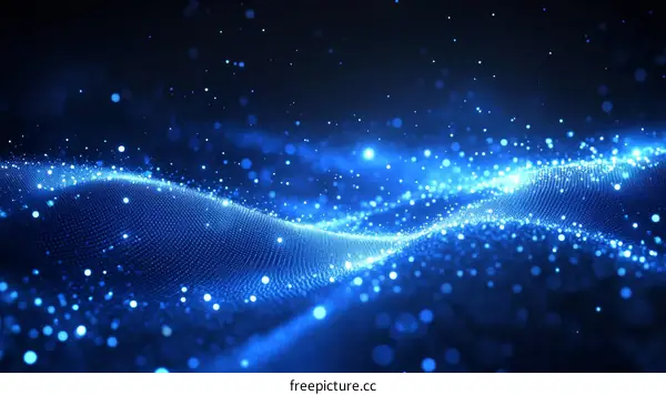 Abstract Digital Blue Particle Wave Background
