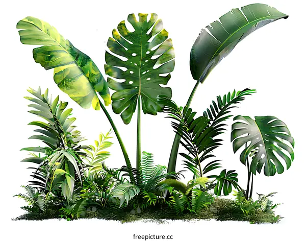 Tropical plants on a white background