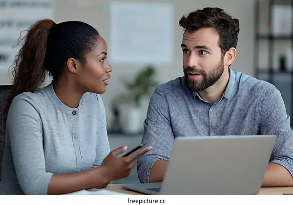 Business Discussion Between Two Colleagues