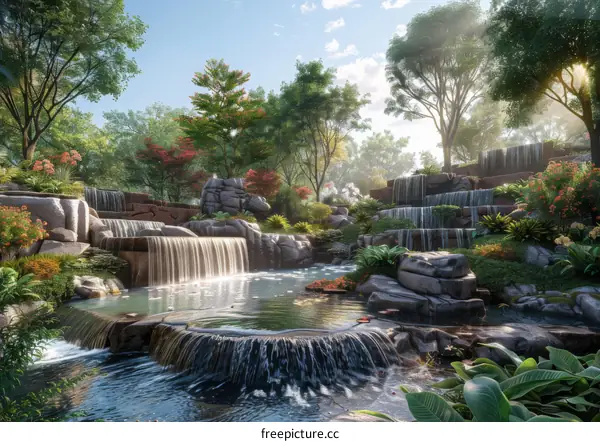 Mesmerizing Waterfall in Verdant Forest