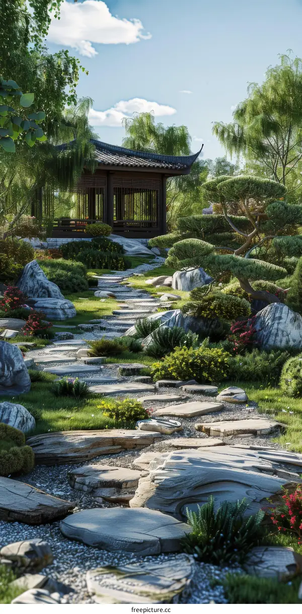 Chinese Garden Design: Pavilion, Pathway & Tranquility