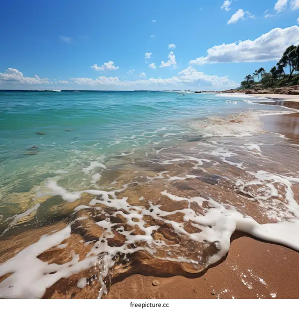 Beautiful beach scene with turquoise water and white sand