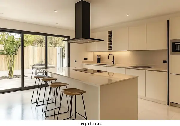 Modern Beige Kitchen with Outdoor View