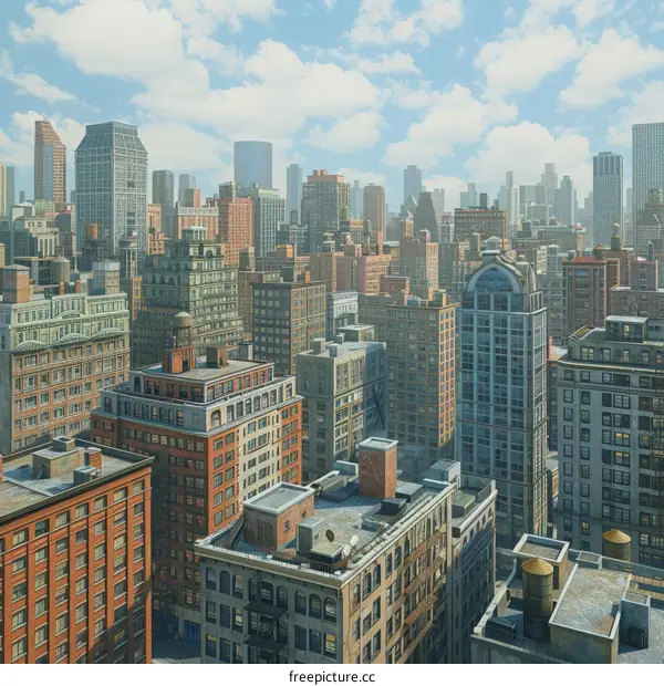 High Angle View of a Vibrant Cityscape