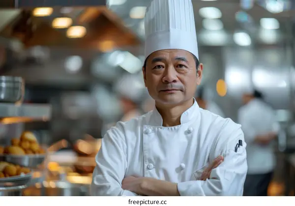 Portrait of a Chinese chef in a professional kitchen